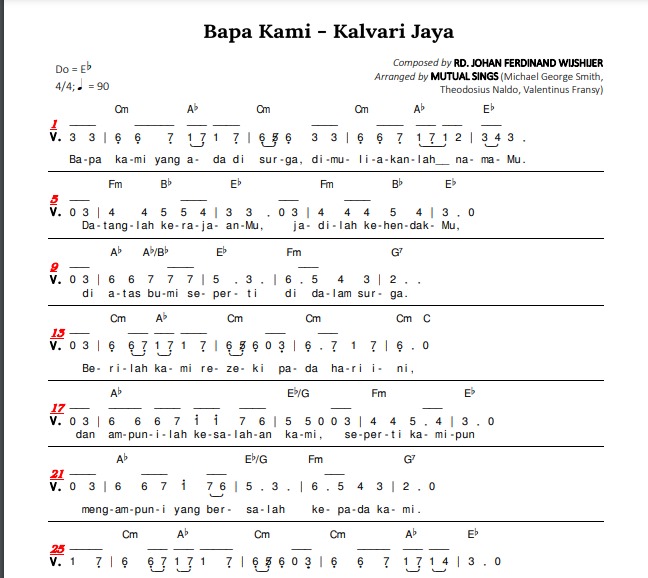 Teks lagu bapa kami terbaru